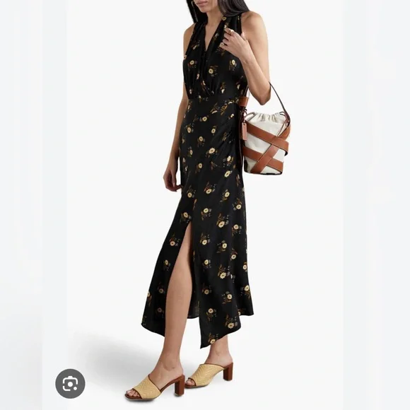 NEW Veronica Beard Wixson Silk Blend Floral Midi Dress Asymmetrical Hem - Picture 5 of 12